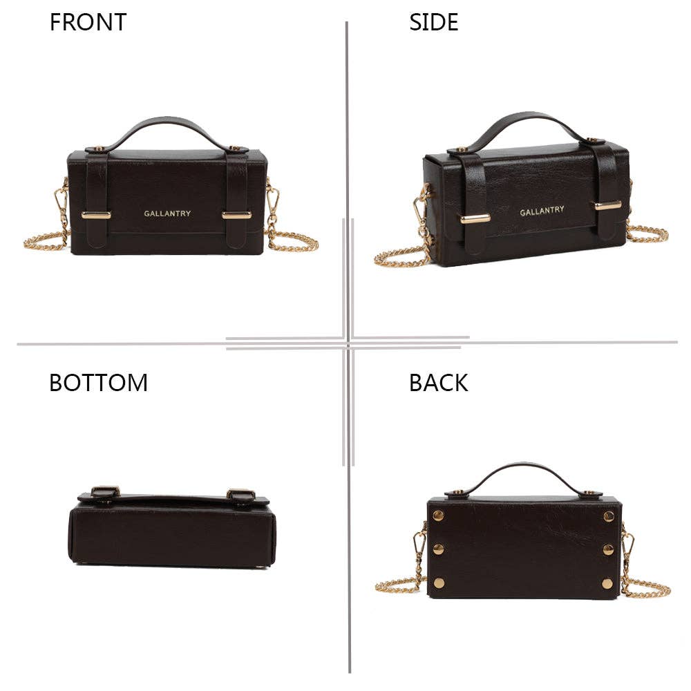 Boxy black handbag interior