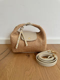 Amalfi Raffia Bag - cream leather trim