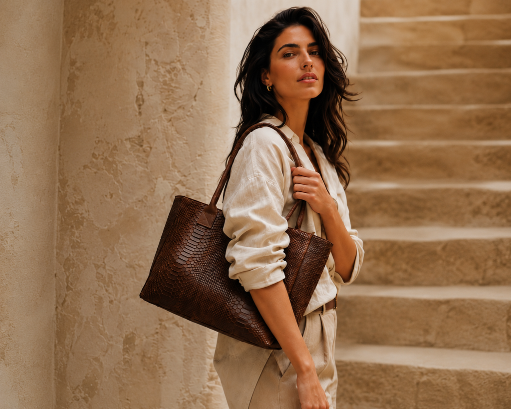 Lola brown leather shoulder bag side profile