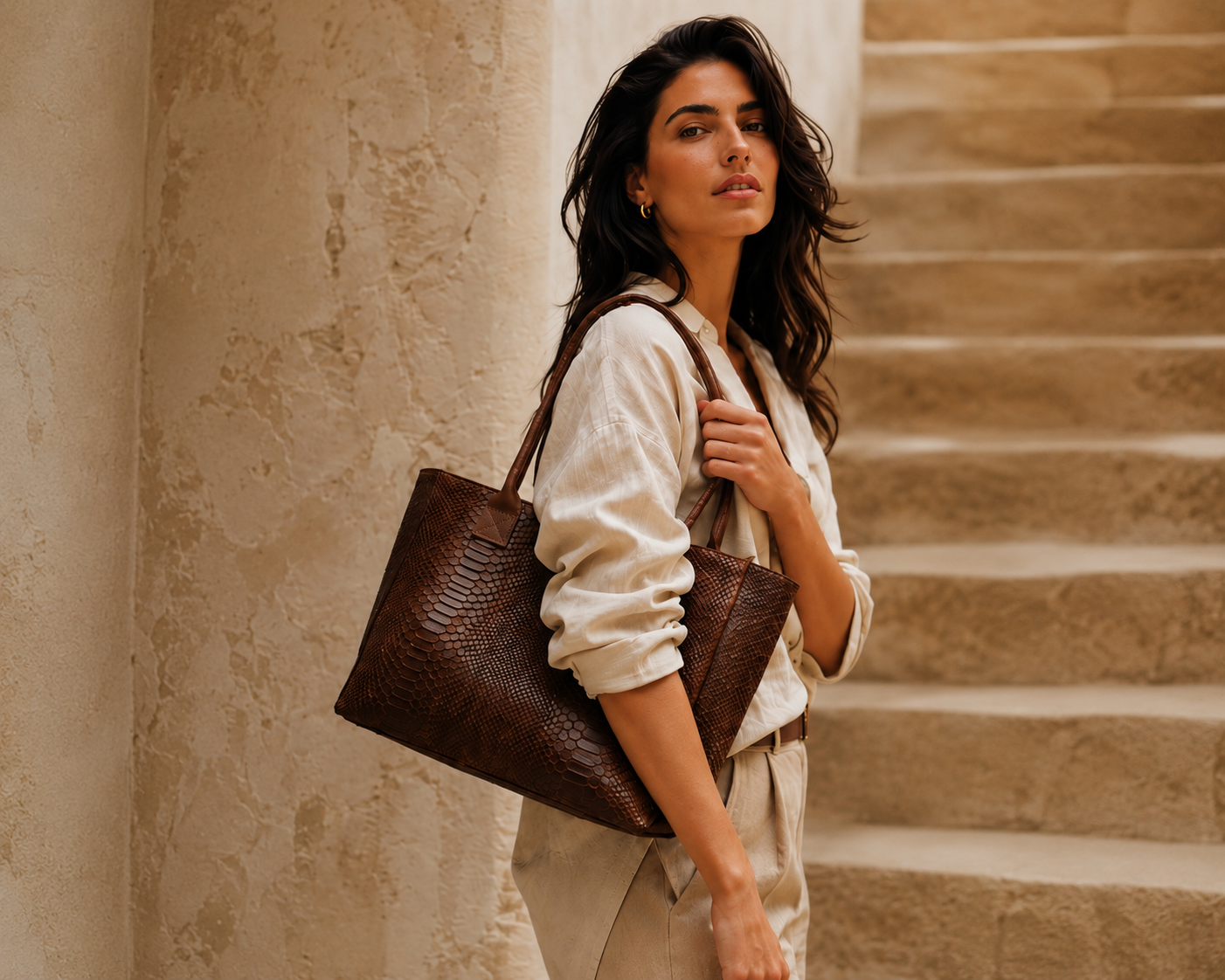 Lola brown leather shoulder bag side profile