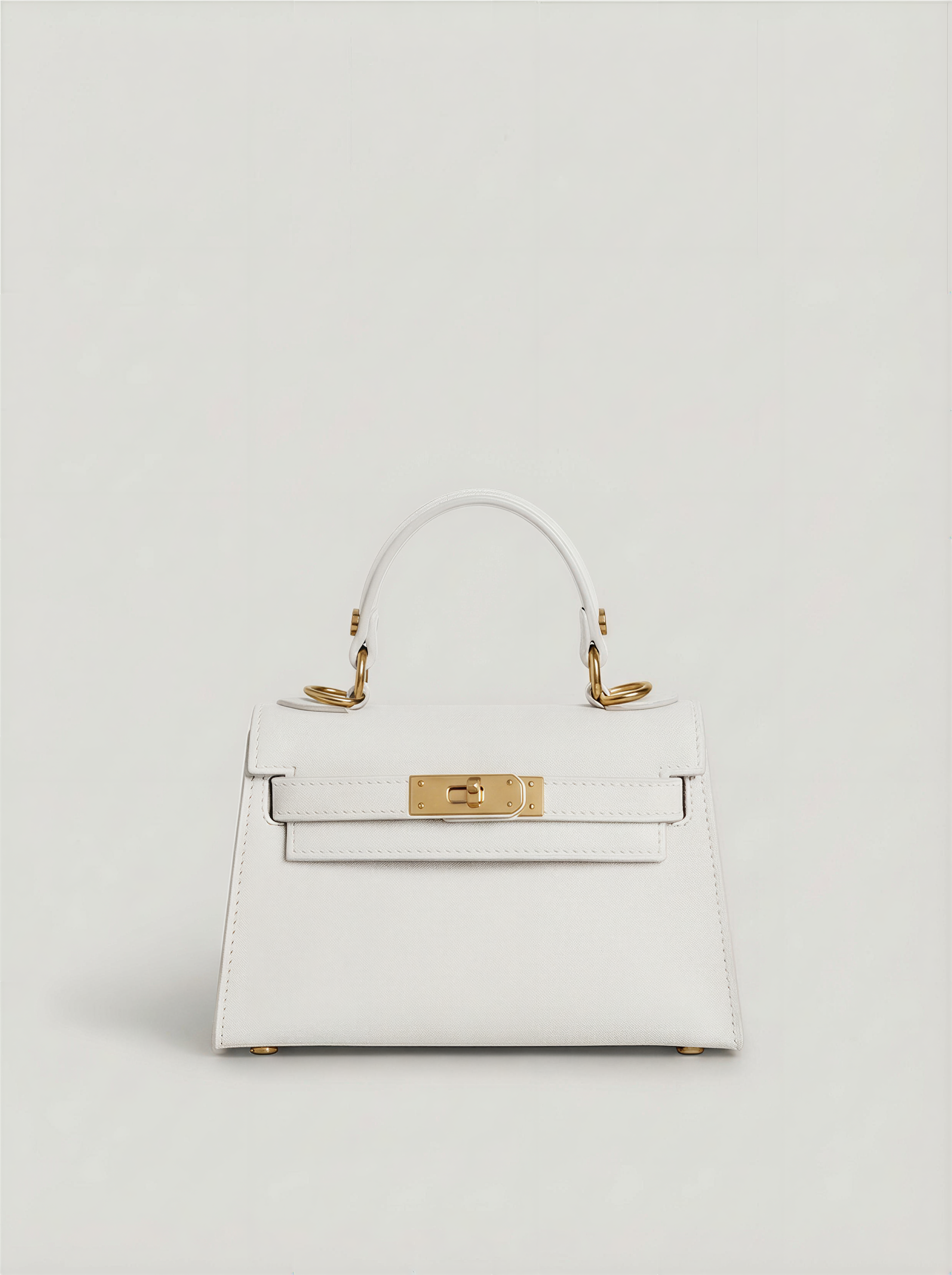 Sofia Saffiano calf leather mini bag in white, front view