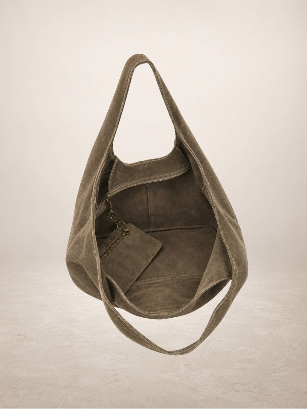 Giannina suede tote open top interior