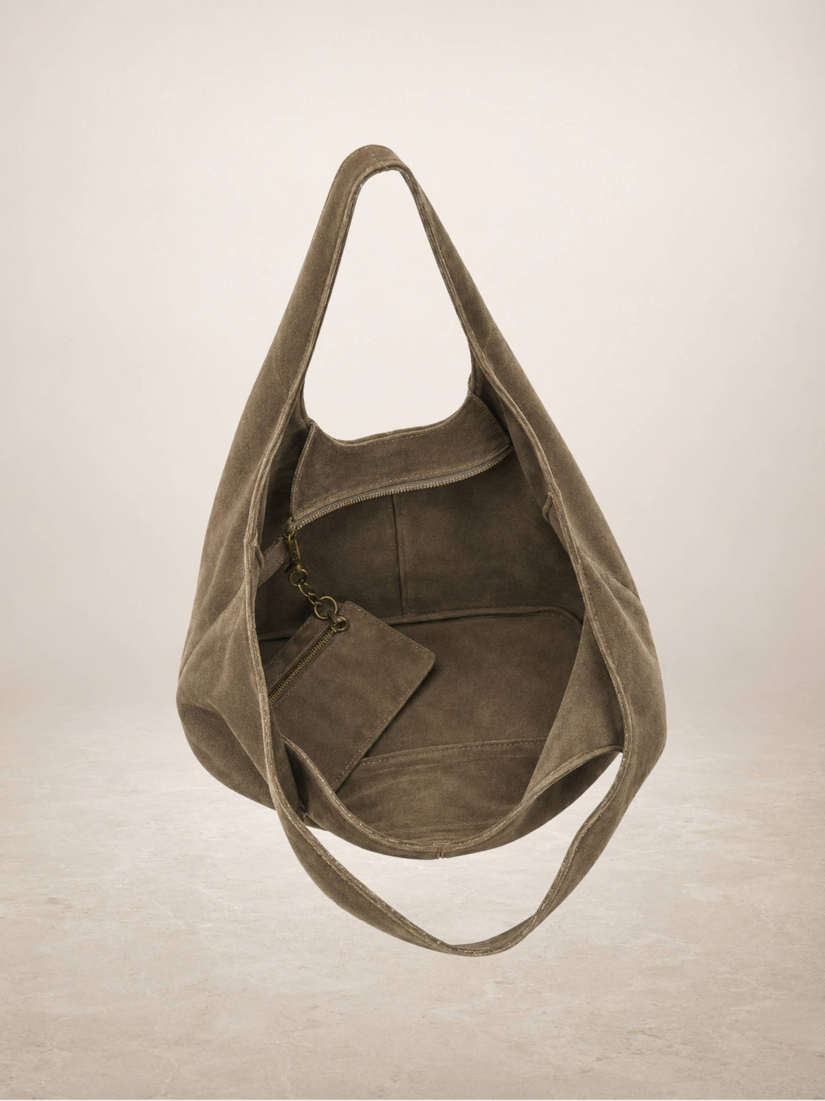 Giannina suede tote open top interior