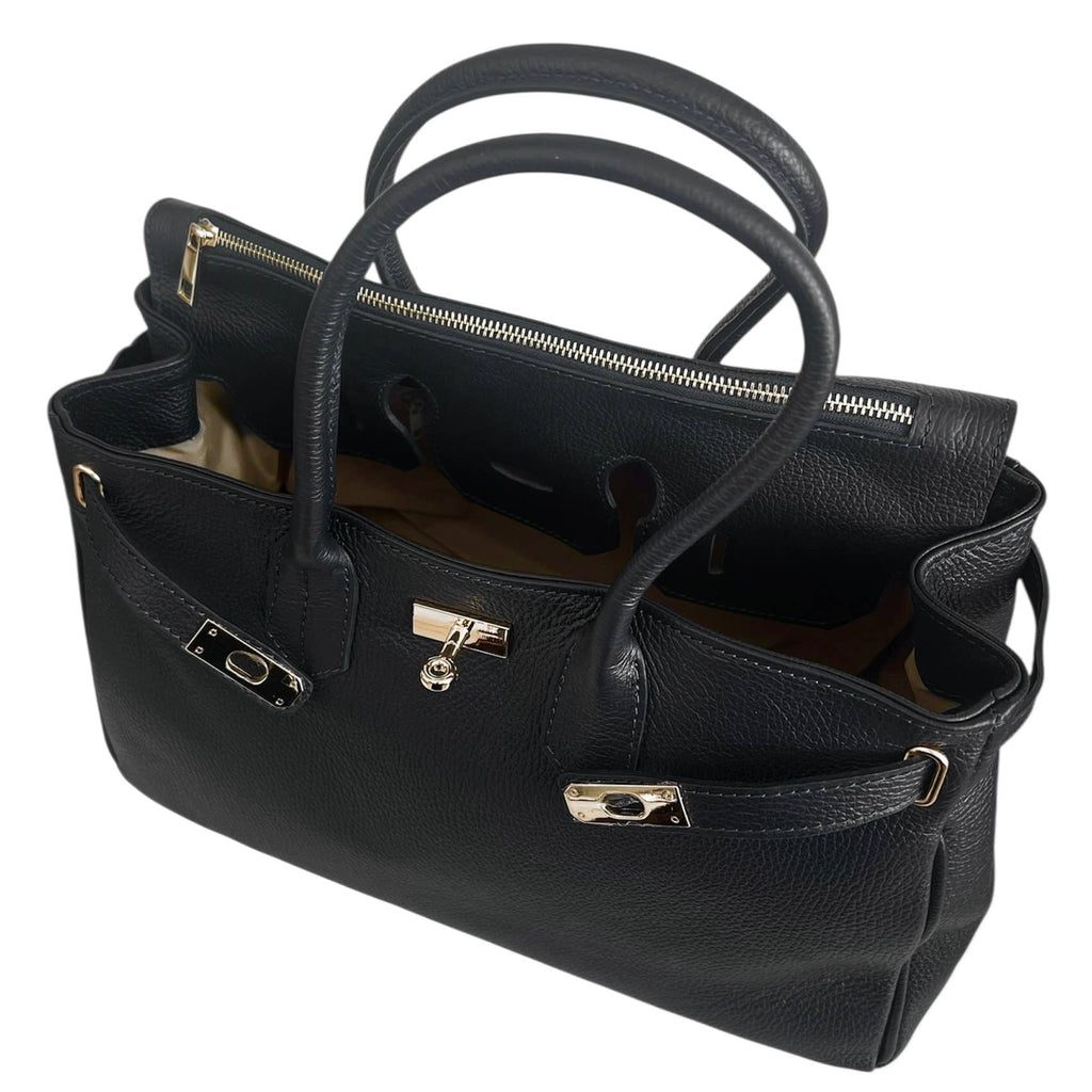 Birk tote hammered Dollaro leather grain detail