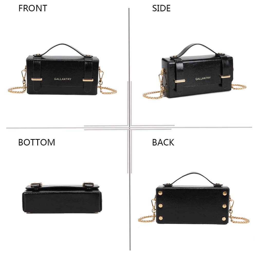 Boxy handbag rigid top handle detail
