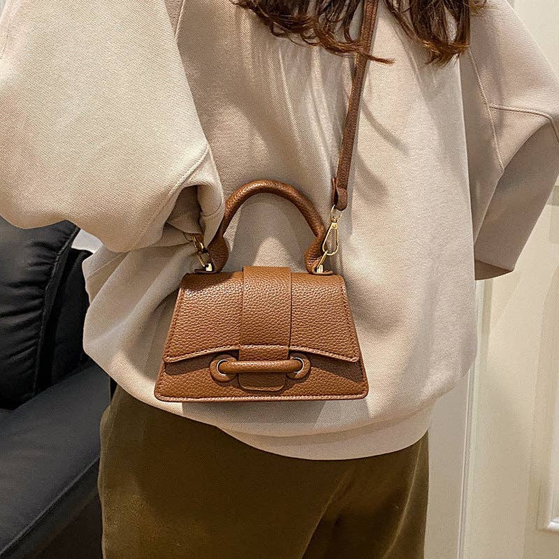 Mini shoulder bag contrast stitching close up