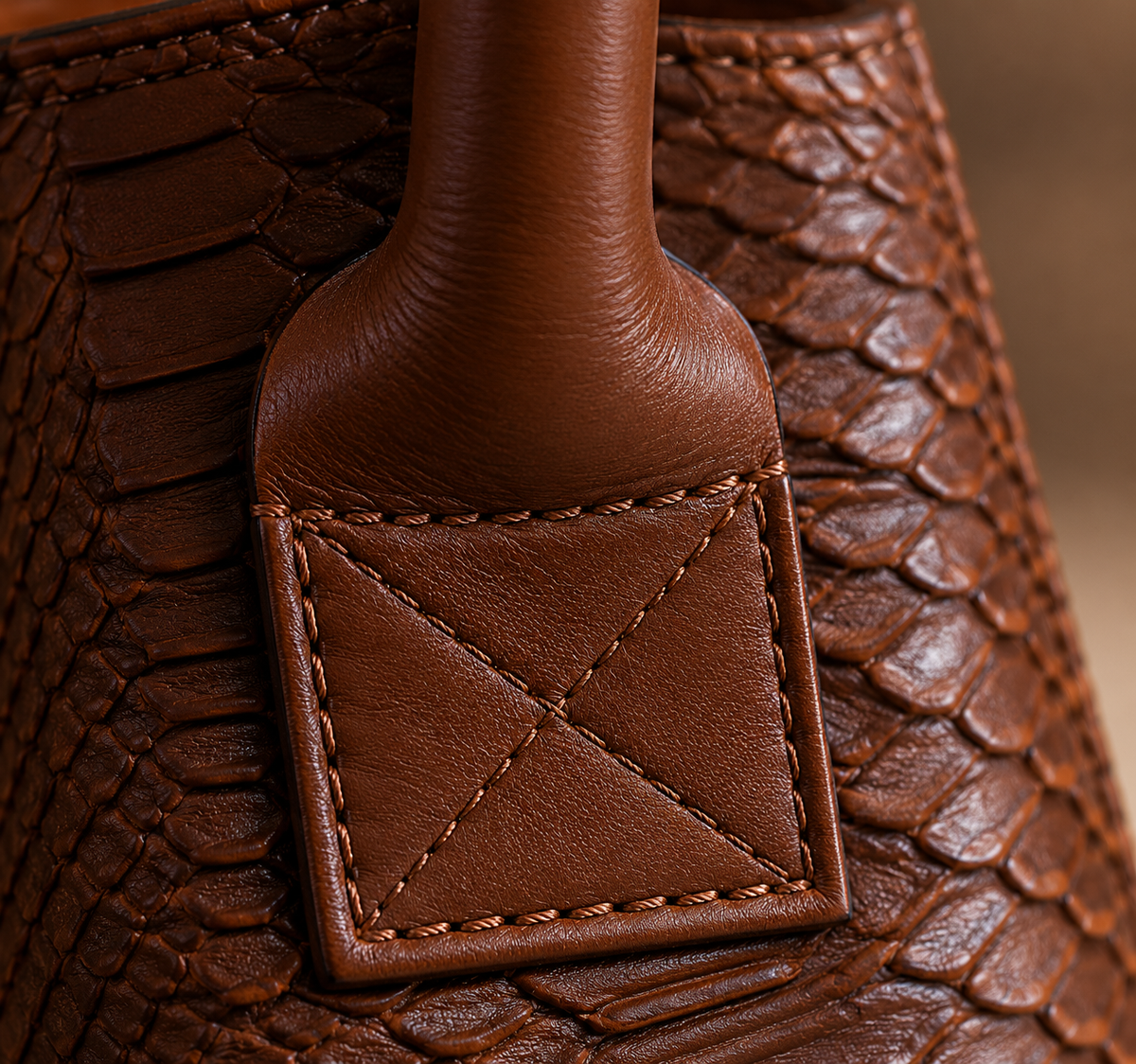 Lola brown leather bag carried on the shoulder
